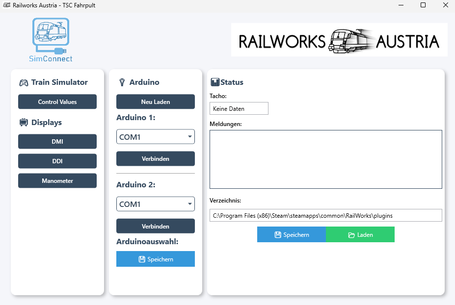SimConnect Software-Hauptfenster